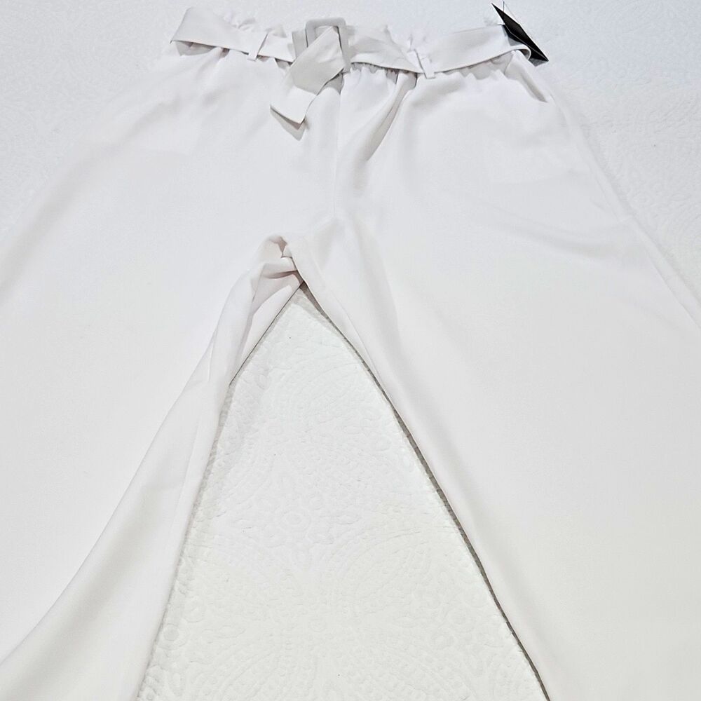 IN San Francisco White Wide Leg Pants XL High Rise Ruffle Waist NWT